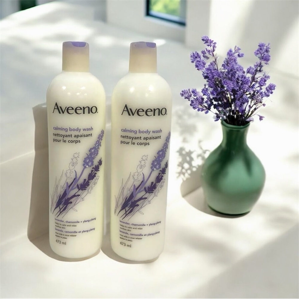 2 x Aveeno Calming Body Wash with Lavender Camomile Ylang-Ylang 16 oz (473ml)